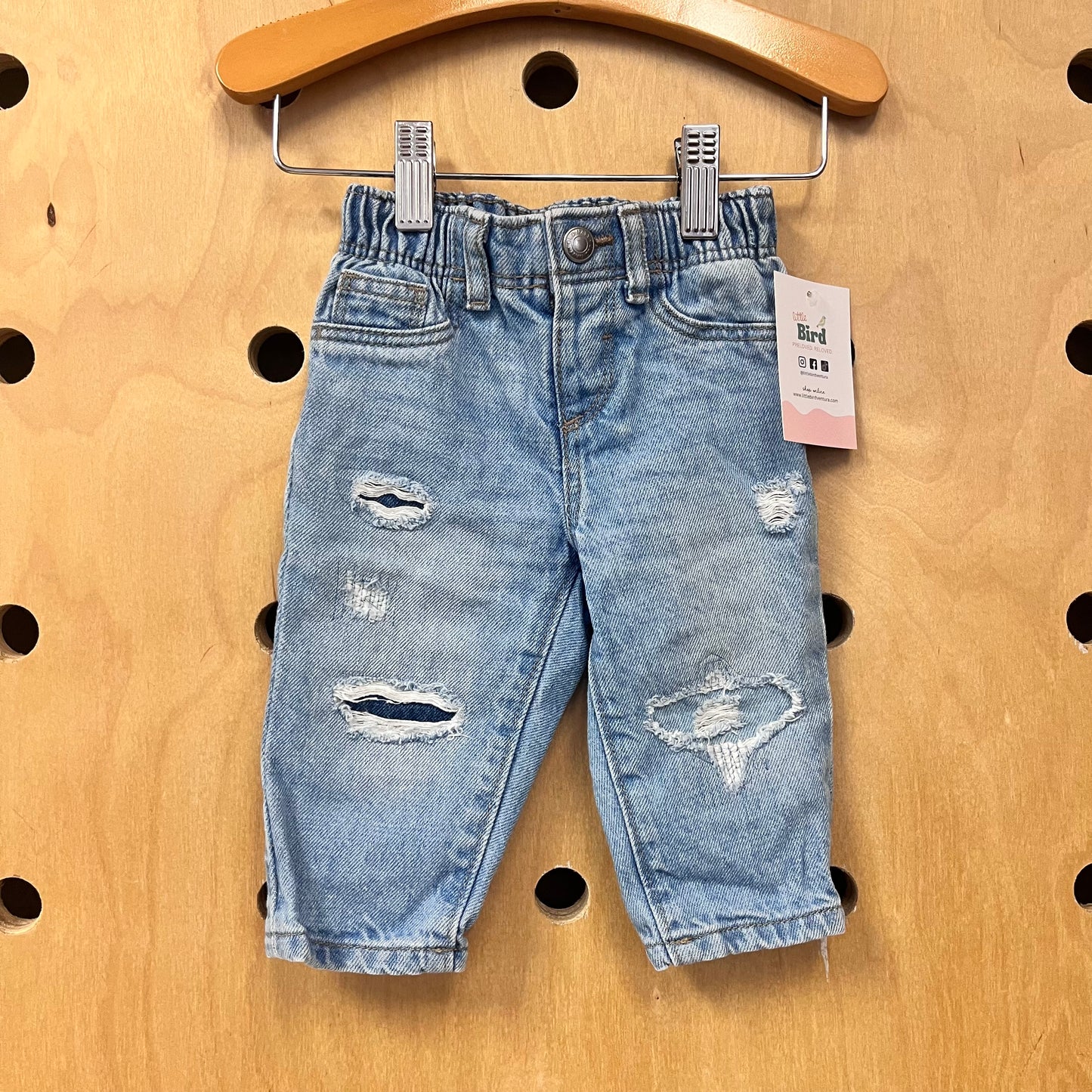 Distressed Light Denim Pants
