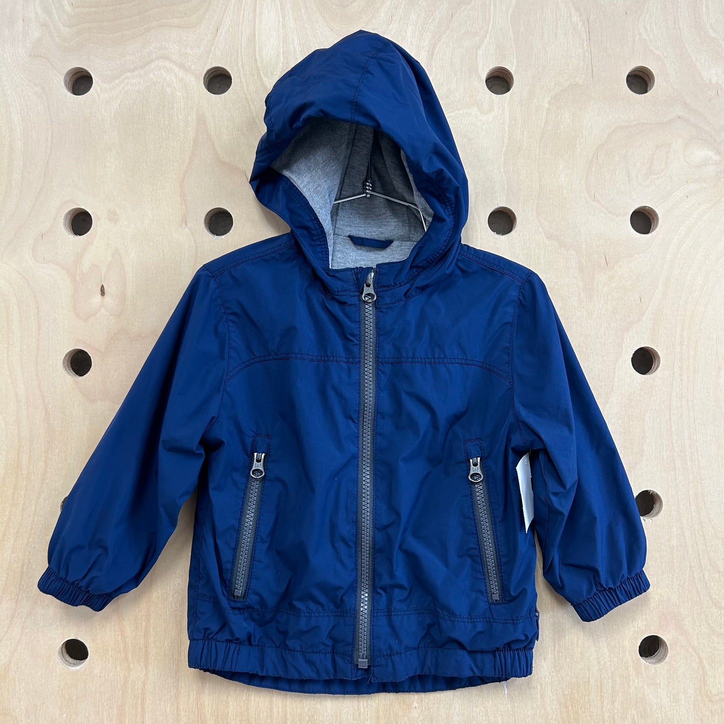 Navy Cotton-Lined Hoodie Windbreaker