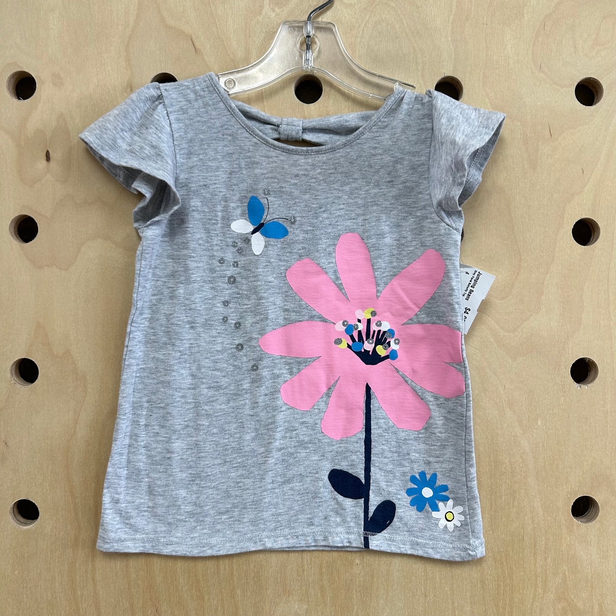 Grey Floral Butterfly Top