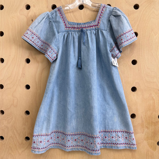 Denim Embroidered Dress
