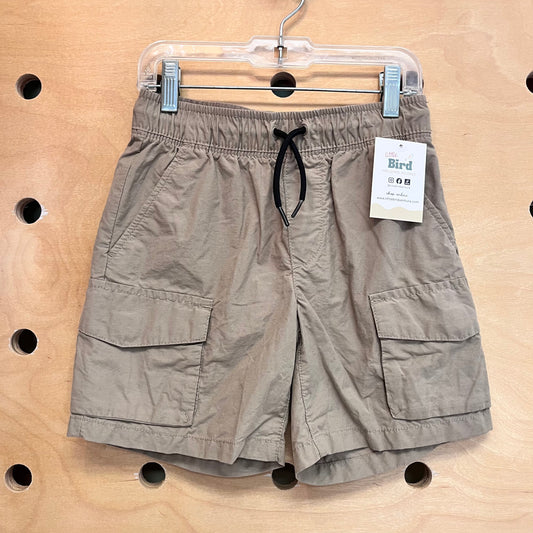 Beige Drawstring Cargo Shorts
