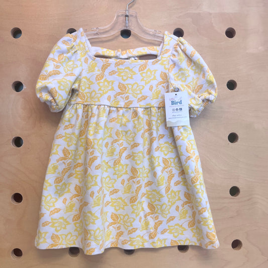 White/Yellow Floral Peekaboo-Back Dress