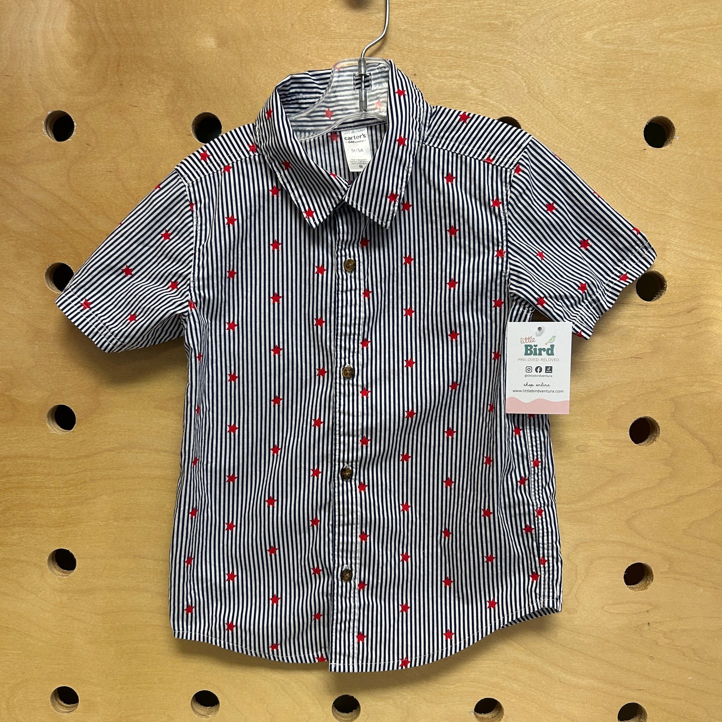 Blue/White Striped Stars Button Up