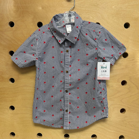 Blue/White Striped Stars Button Up