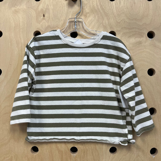 Cream+Olive Striped Pullover