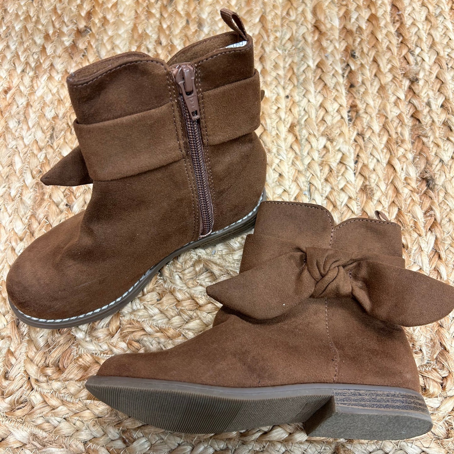 Brown Bow Zip Boots