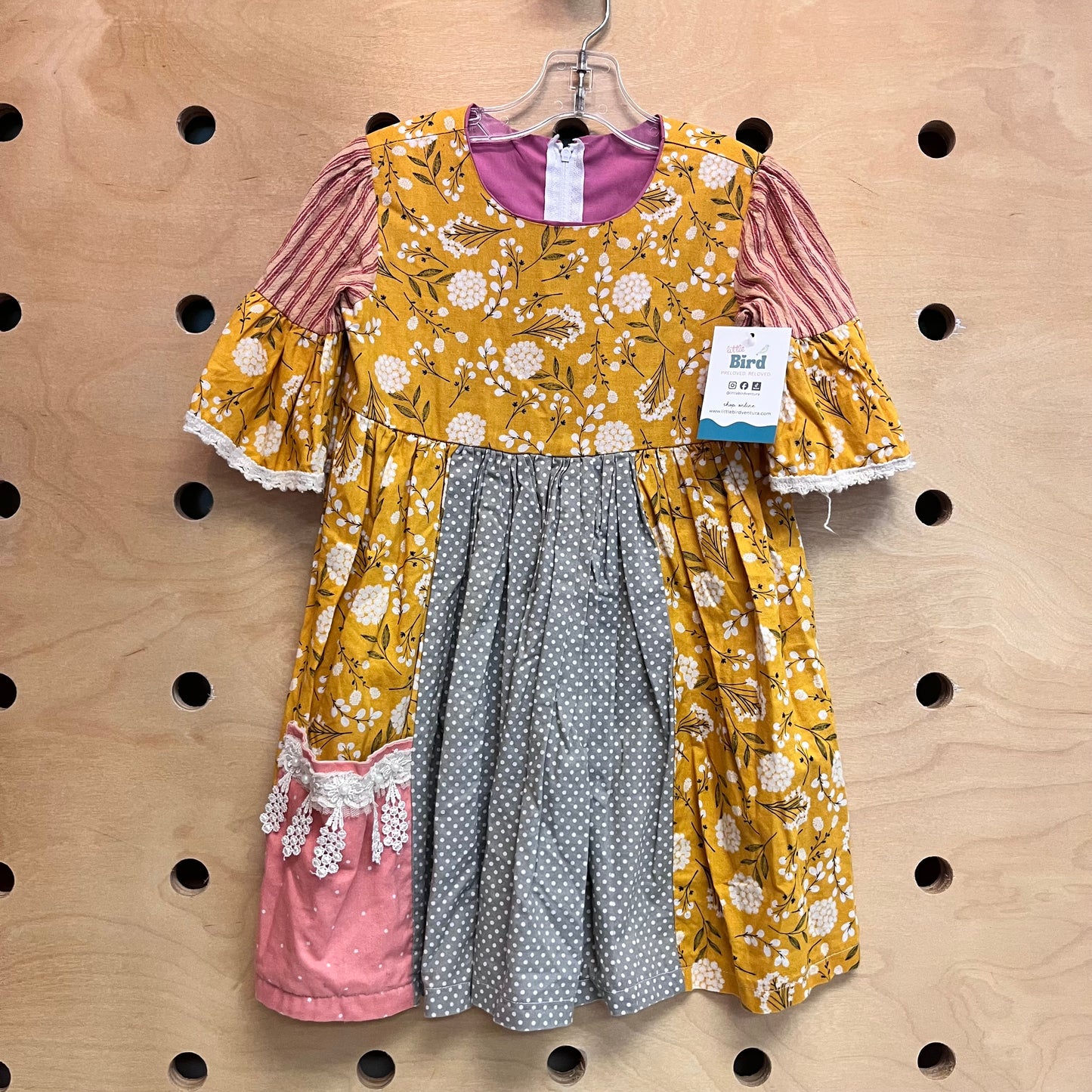 Yellow Floral Mixed Print Dress
