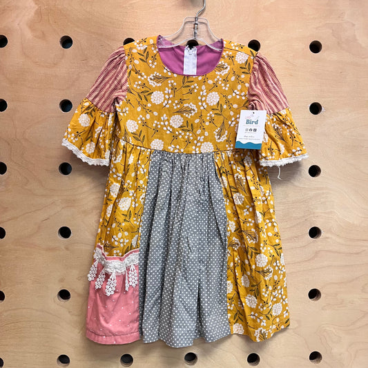 Yellow Floral Mixed Print Dress