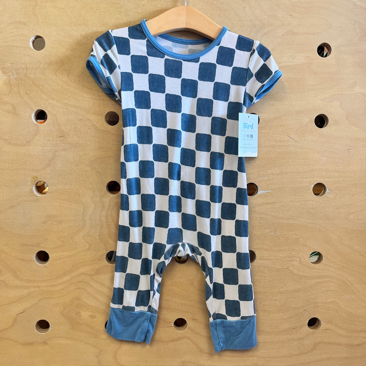 Blue Checkered Bamboo Romper