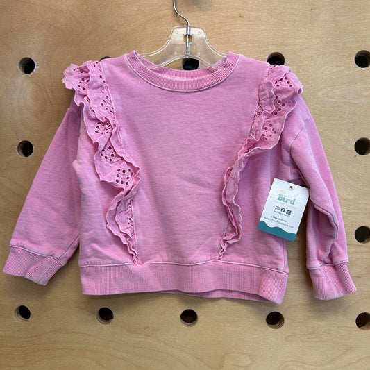 Pink Eyelet Rufffle Sweatshirt