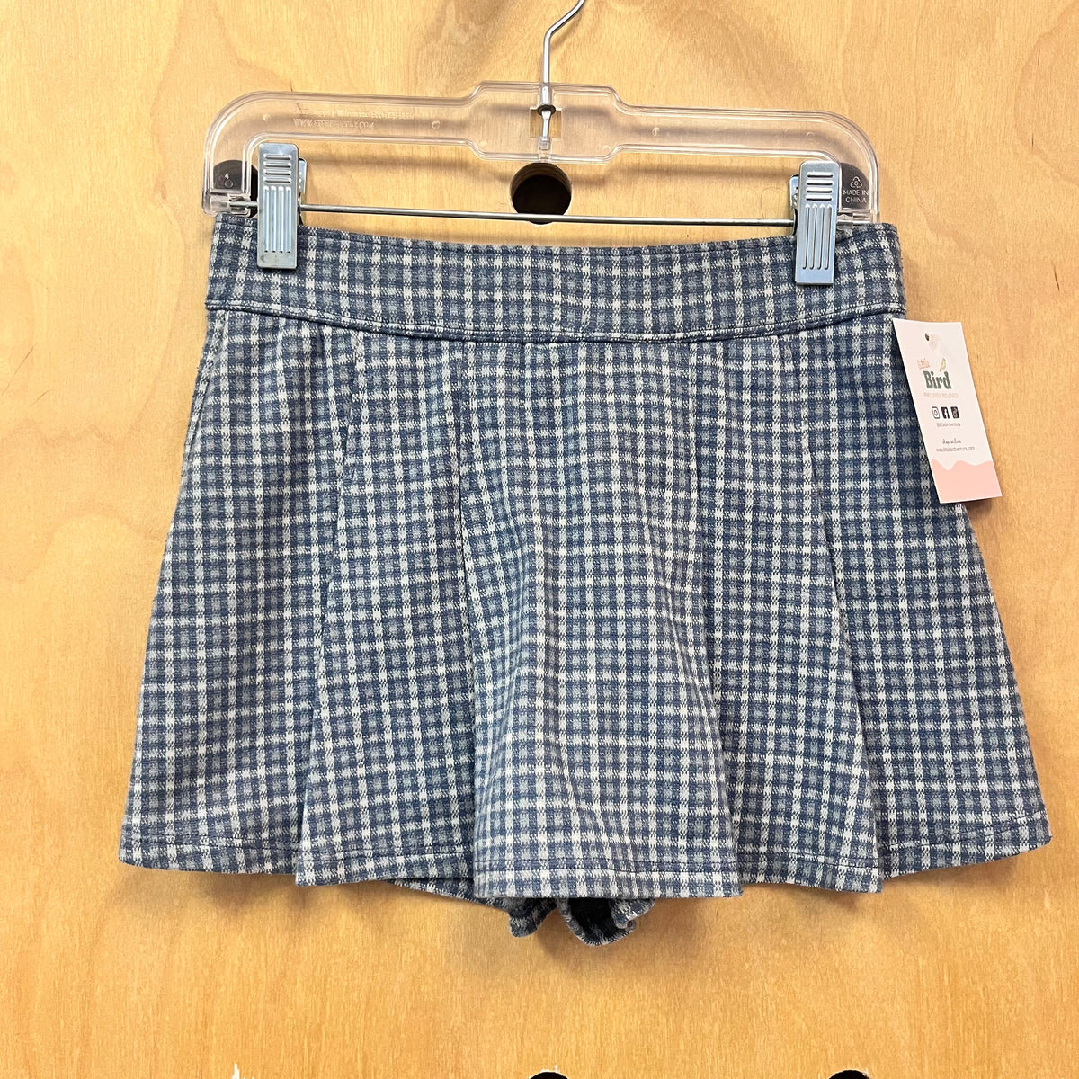 Blue Plaid Pleated Skort