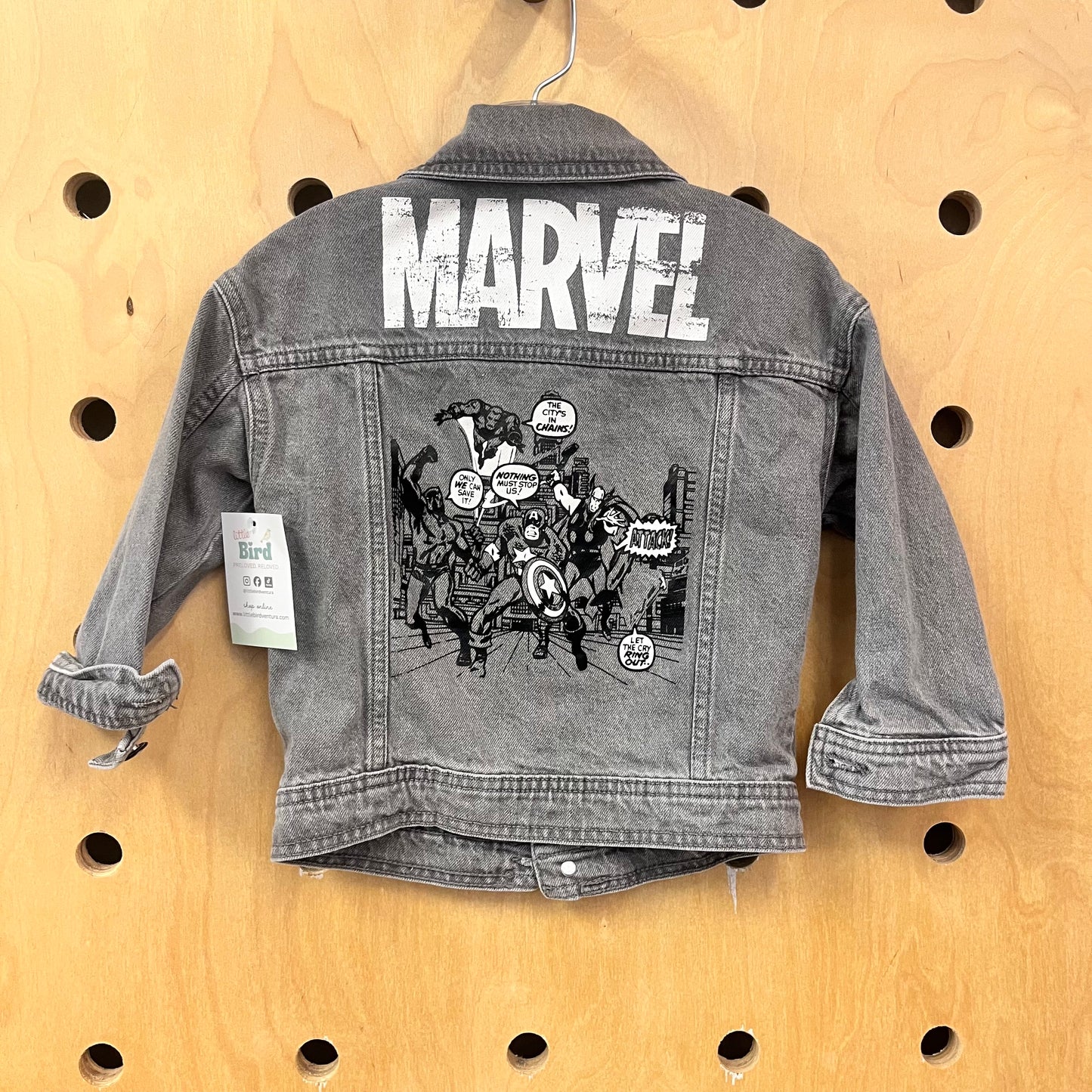 Grey Marvel Graphic Denim Jacket