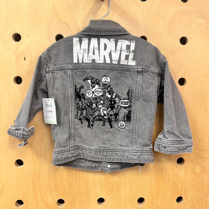 Grey Marvel Graphic Denim Jacket