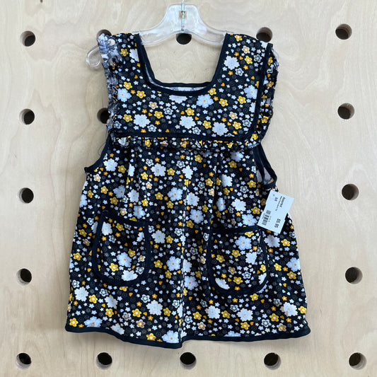Black Floral Apron Top