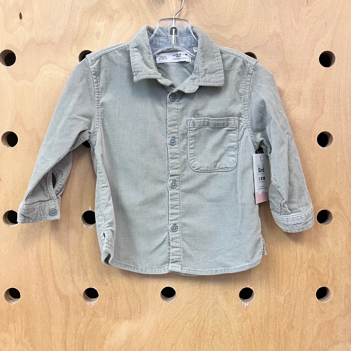 Sage Cord Button Up
