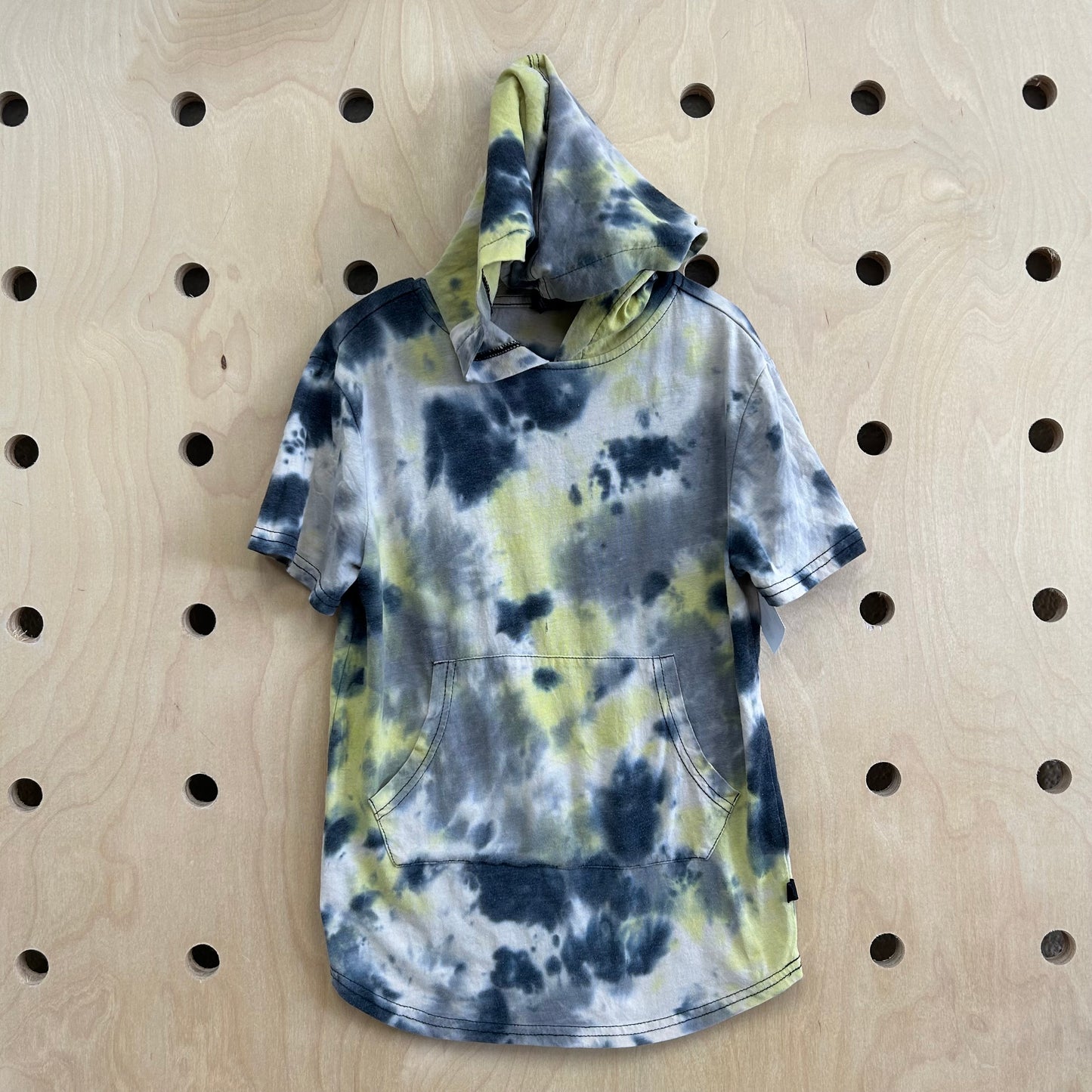 Grey + Yellow Tie Dye Hoodie Tee