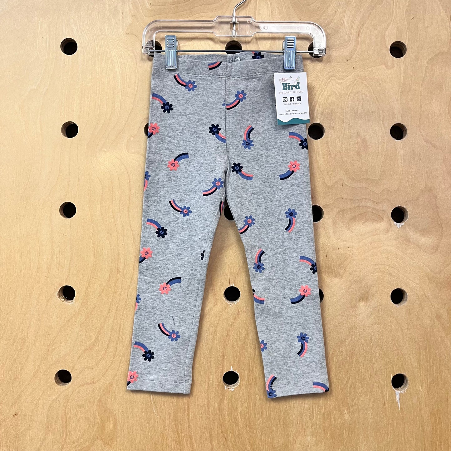 Grey Floral Peace Leggings