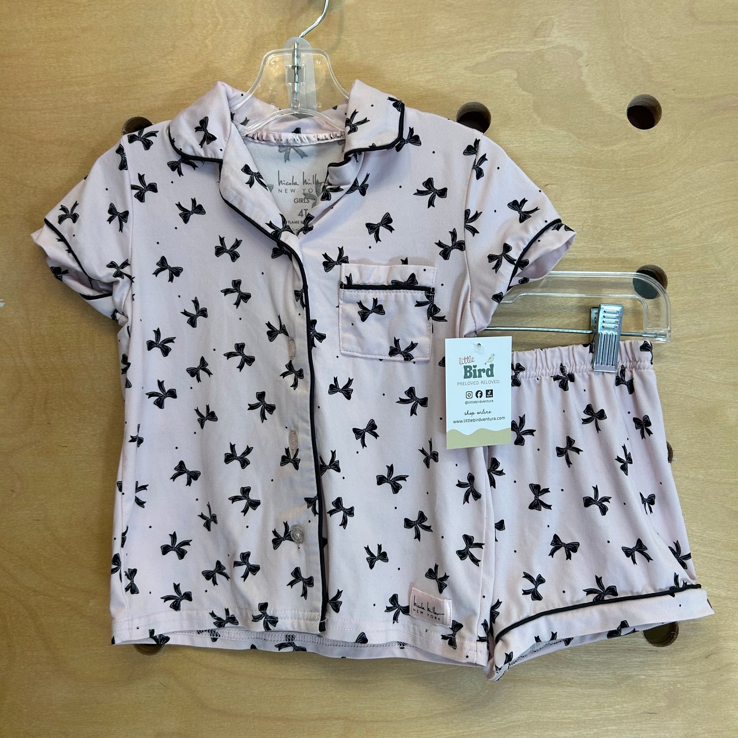 Pink/Black Bow Button Pajamas
