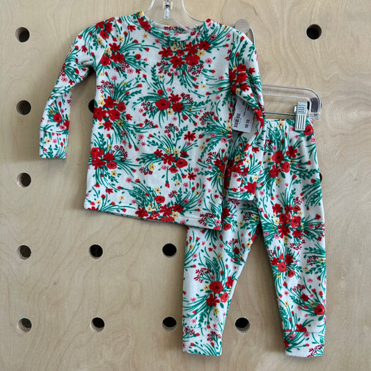 White Floral Fleece Pajamas