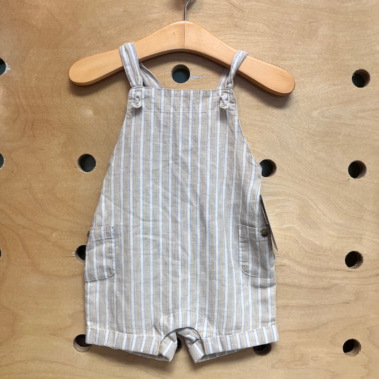 Tan/Blue Striped Shortalls