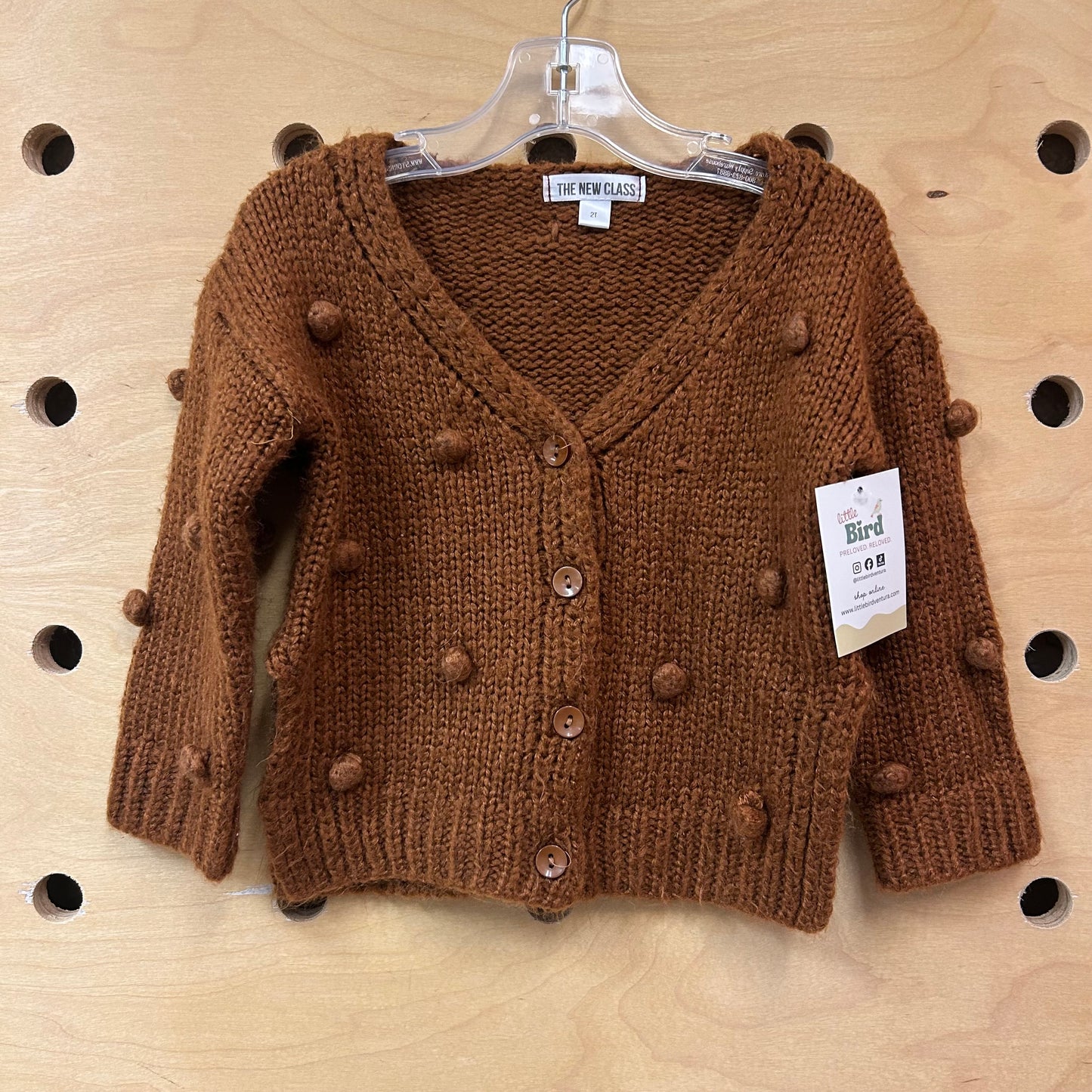 Brown Pom Pom Cardigan