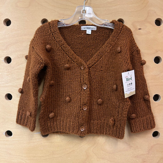 Brown Pom Pom Cardigan
