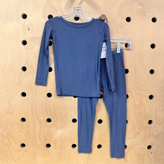 Blue Bamboo Blend Ribbed Pajamas