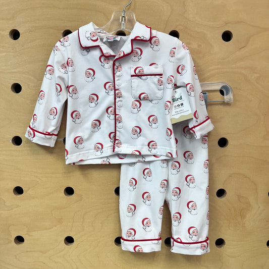 White Cotton Blend Santa Pajamas