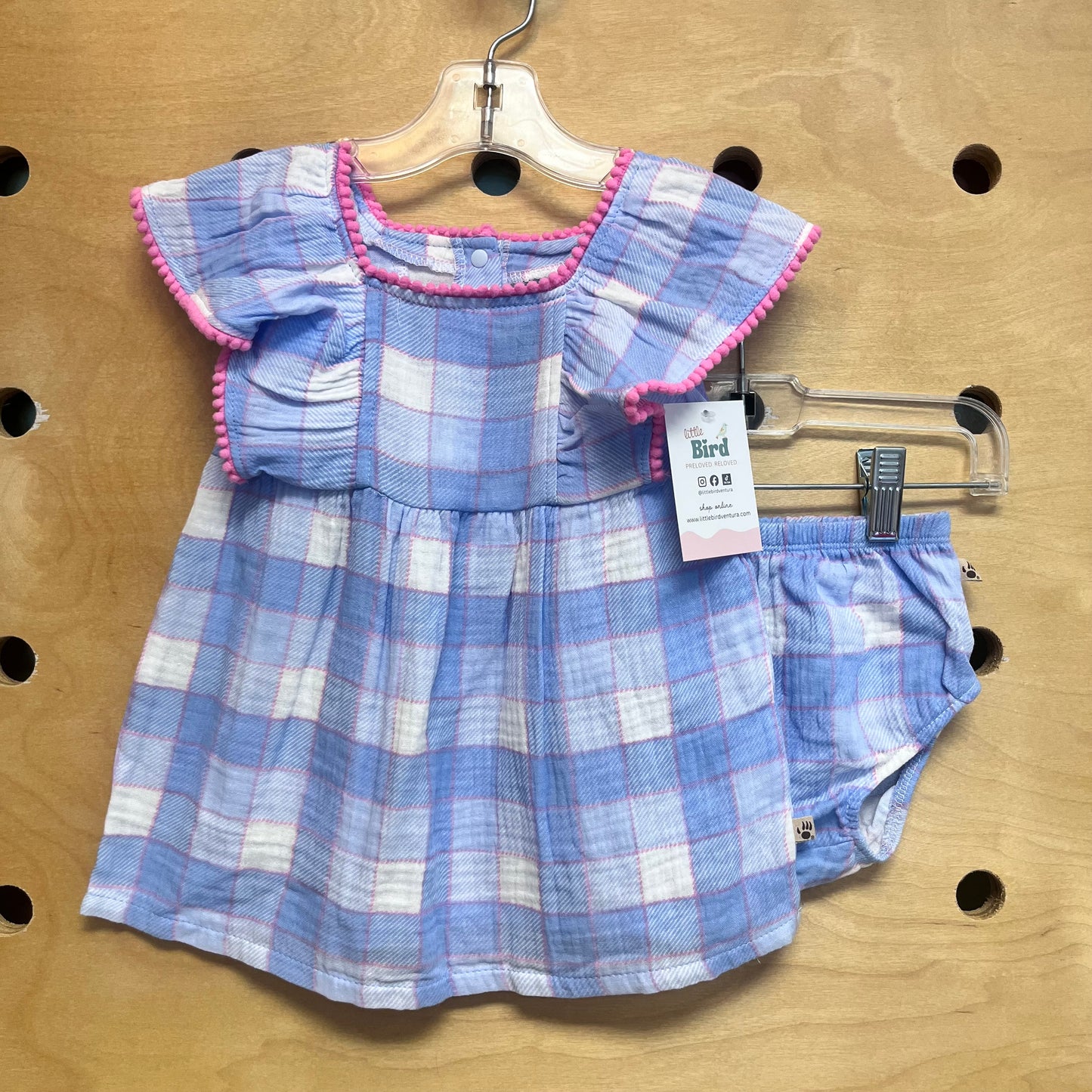 Blue/Pink Plaid Dress w/Bloomers