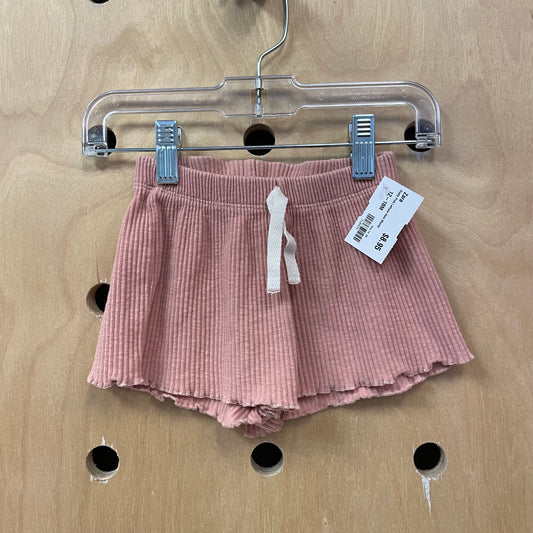 Dusty Pink Lettuce Hem Shorts