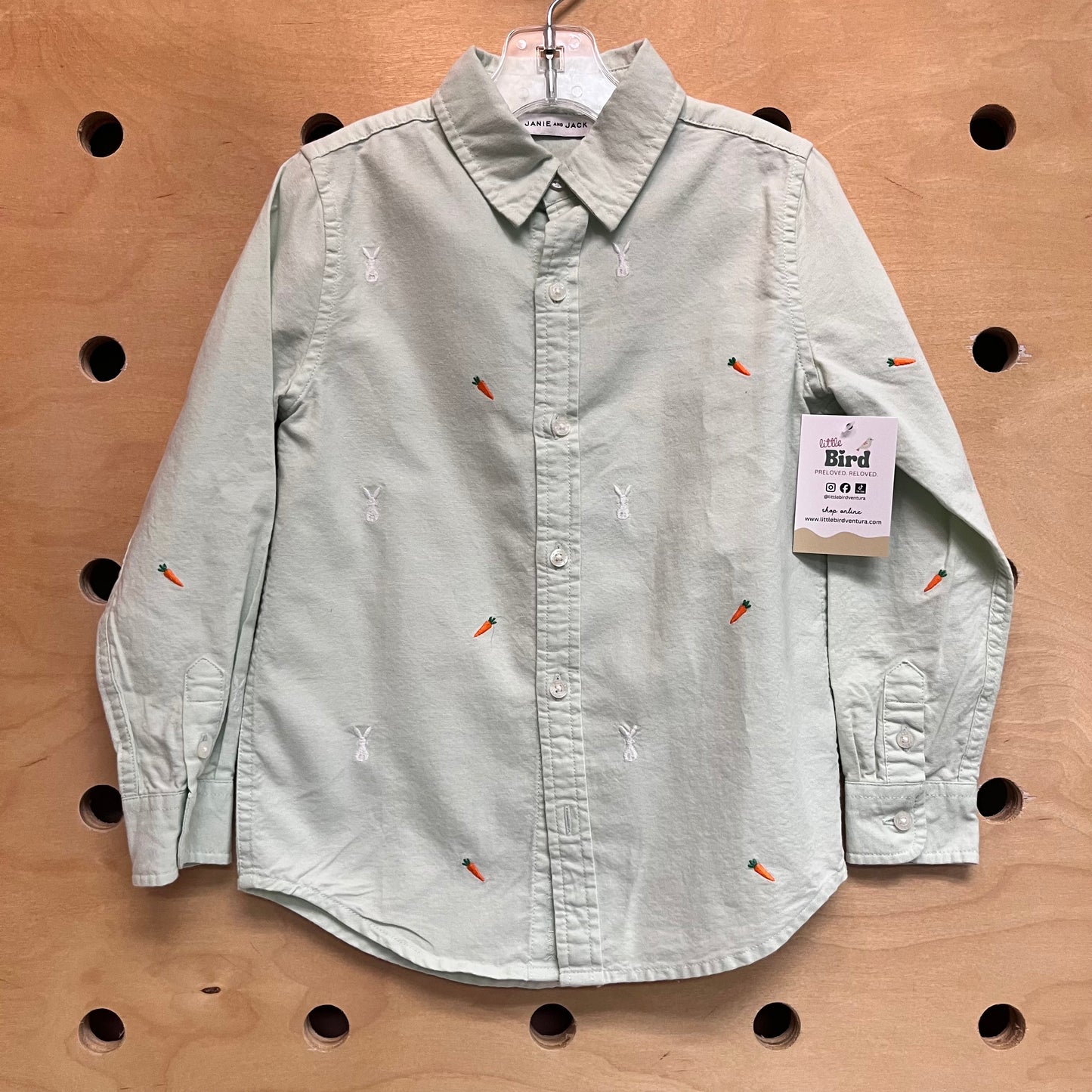 Green Bunnies & Carrots Button Up
