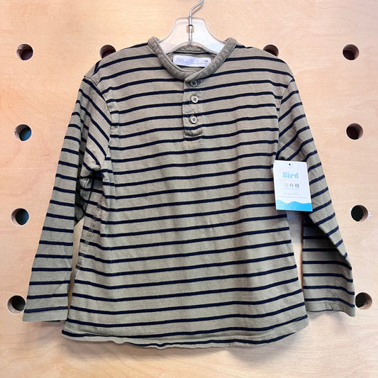 Green Striped Long Sleeve Henley