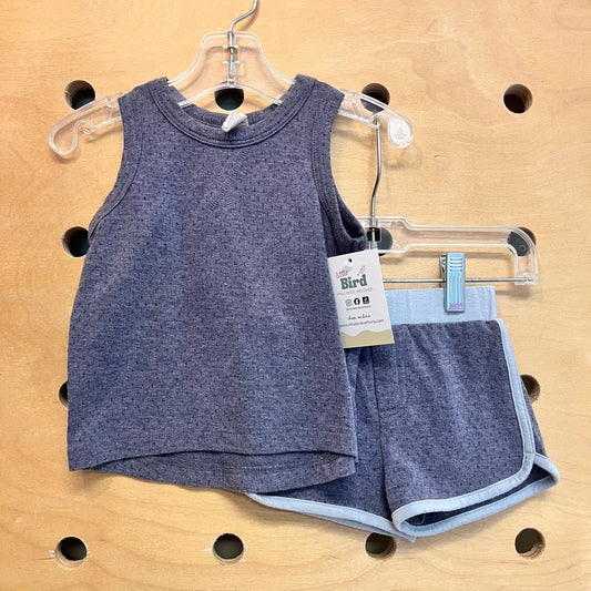 Blue Pointelle Bamboo Outfit