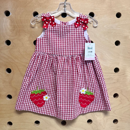 Red Gingham Strawberries Dress