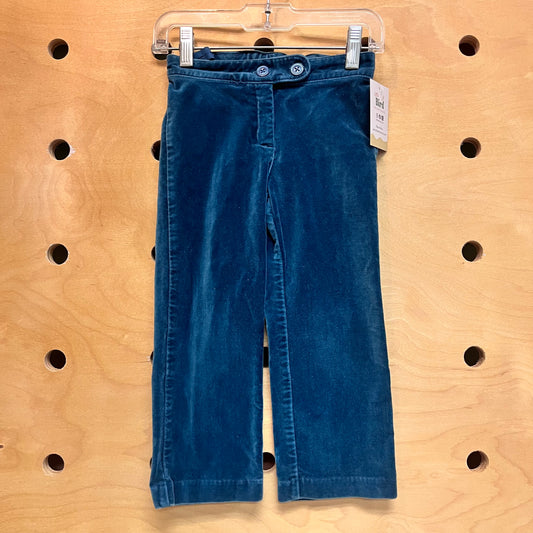 Teal Velour Straight Leg Pants