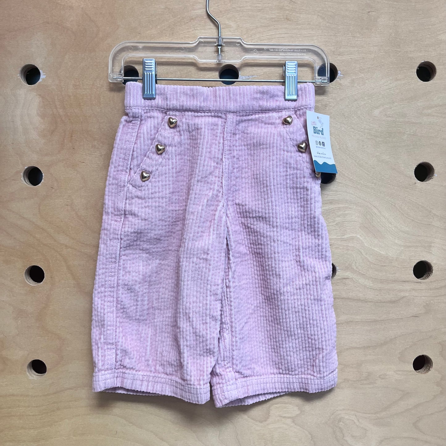 Pink/Gold Buttons Cord Pants