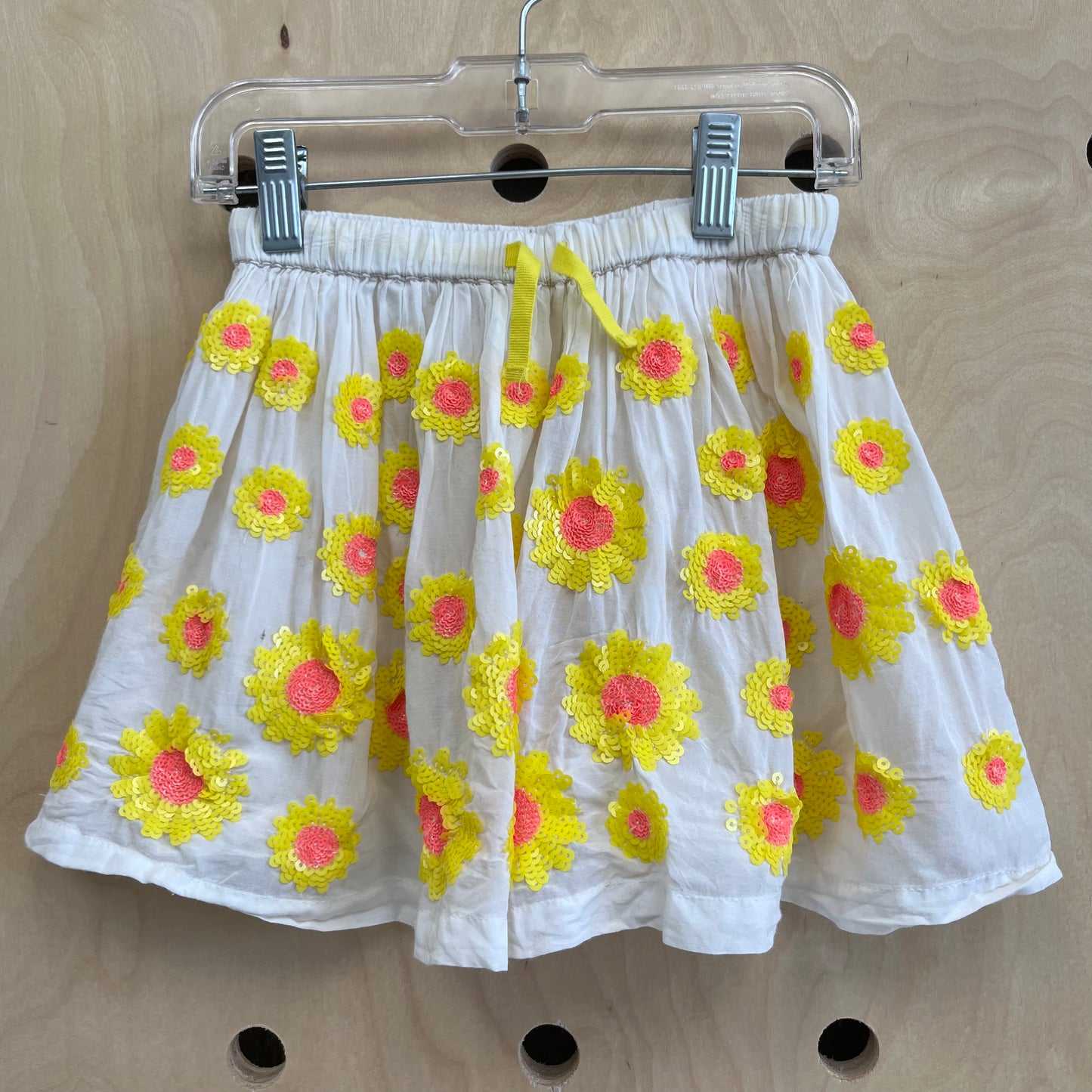 White & Yellow Sequins Floral Skirt