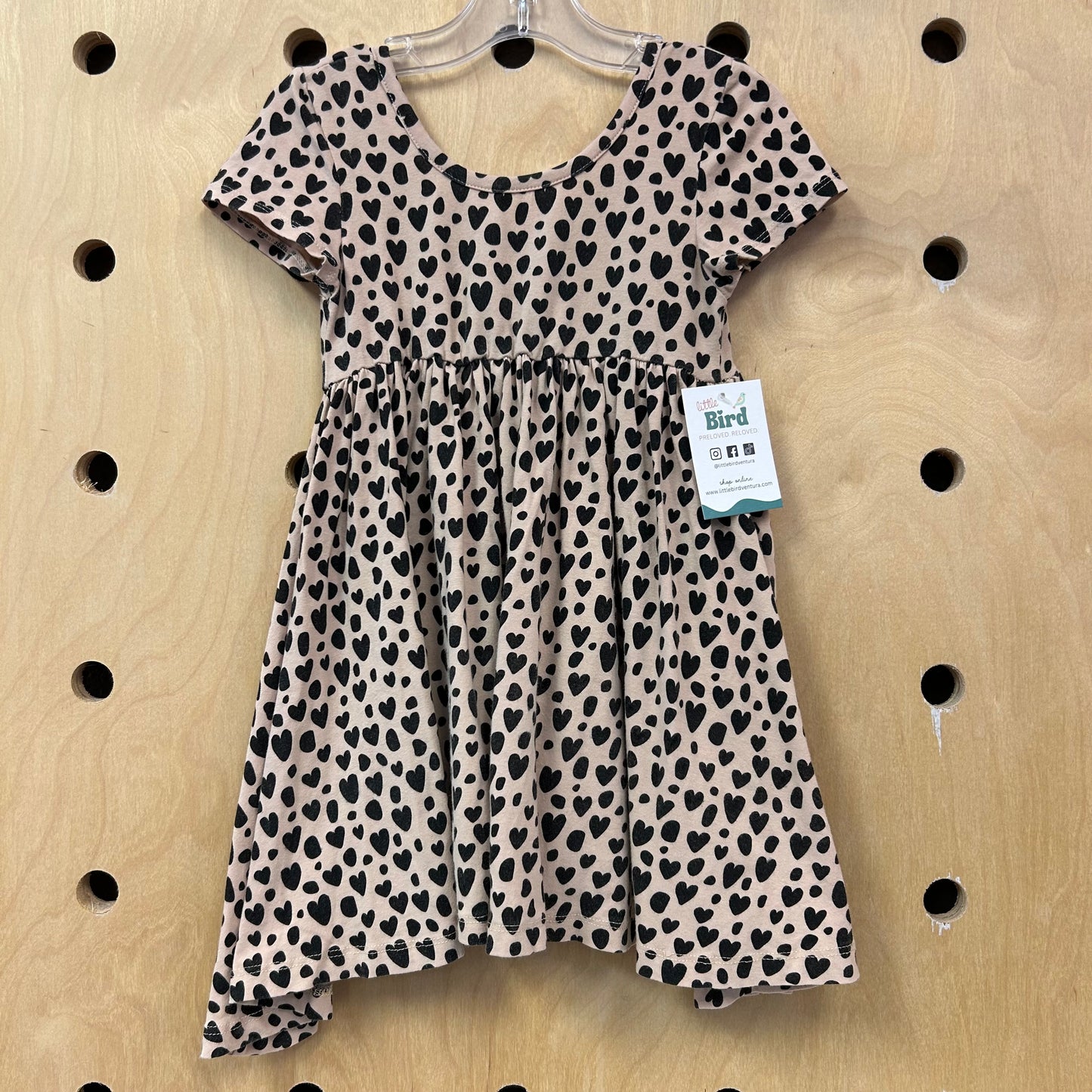 Tan + Black Hearts Dress
