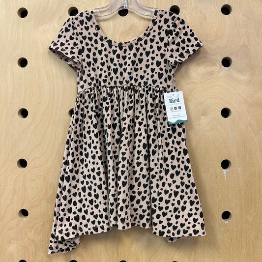 Tan + Black Hearts Dress