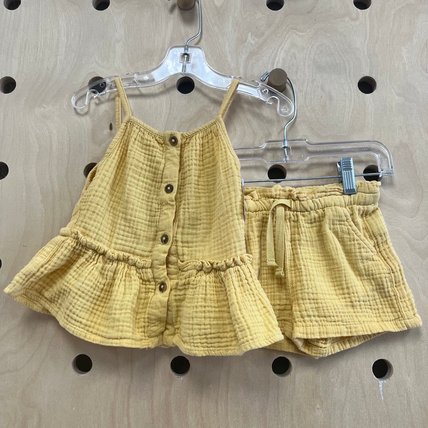 Yellow Muslin Tank & Shorts Outfit