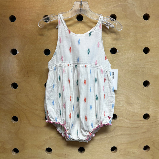 White/Colorful Embroidered Romper