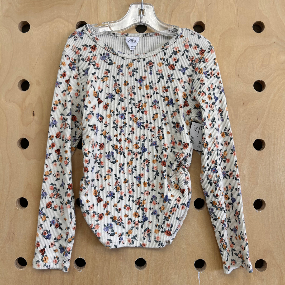 Cream Floral Ribbed Top