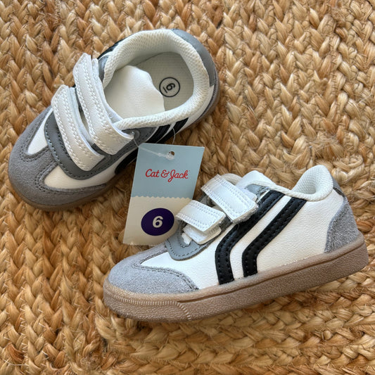 White & Grey Velcro Casual Sneaker NEW!
