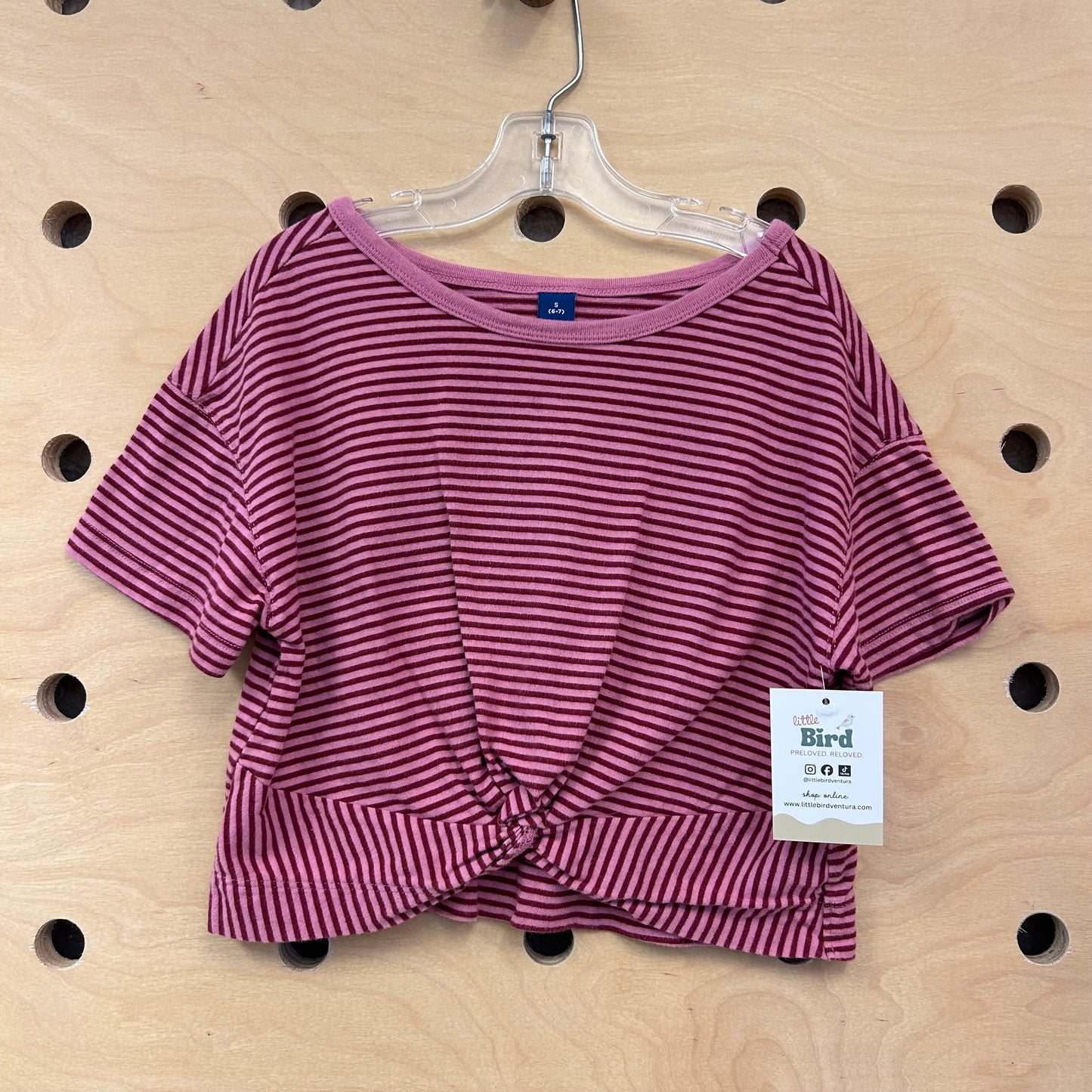 Maroon/Pink Striped Knot Tee