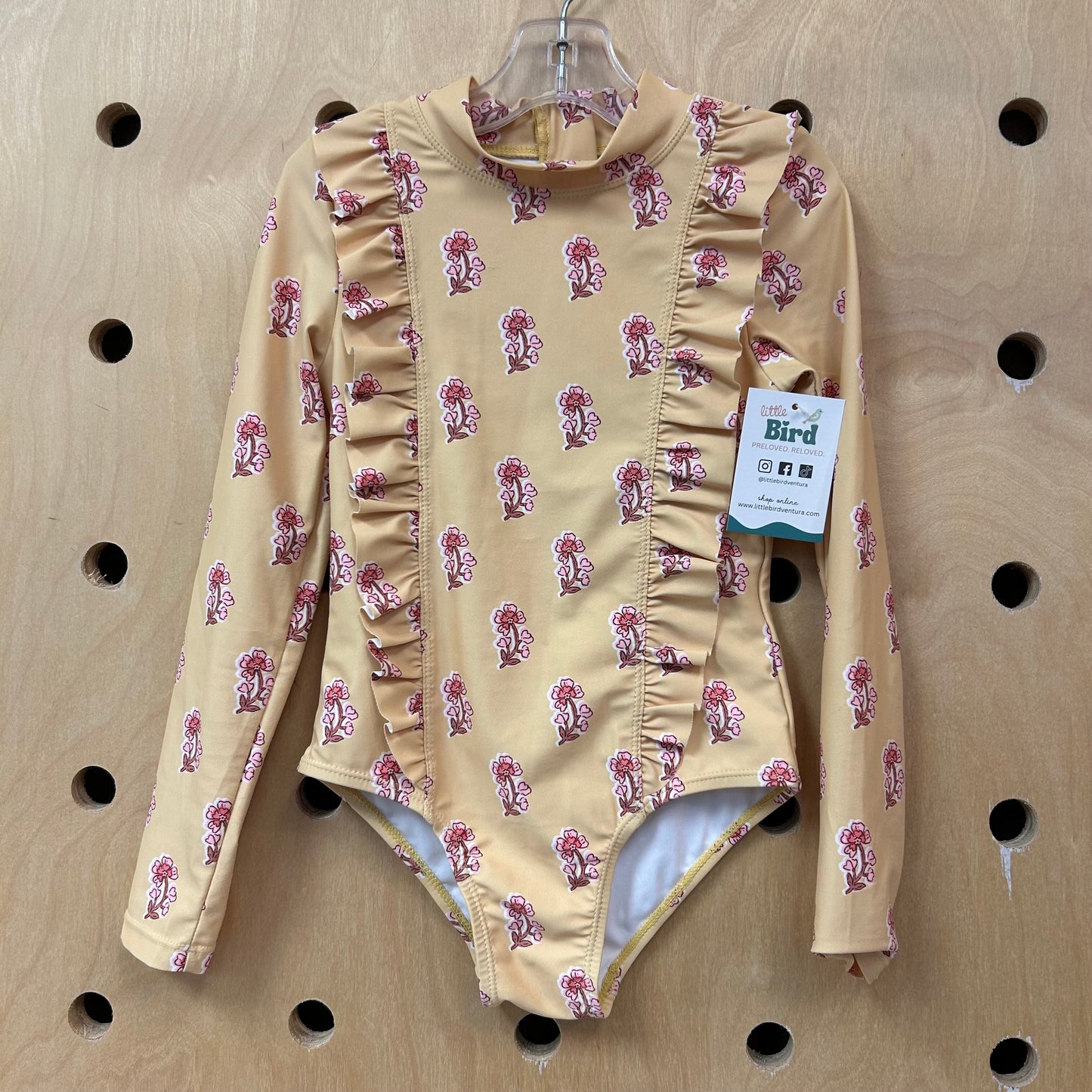 Yellow Floral Ruffle Swimsuit