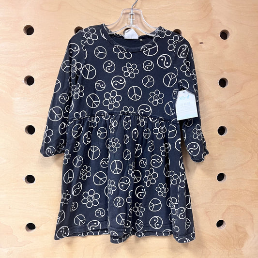 Grey Peace Floral Dress