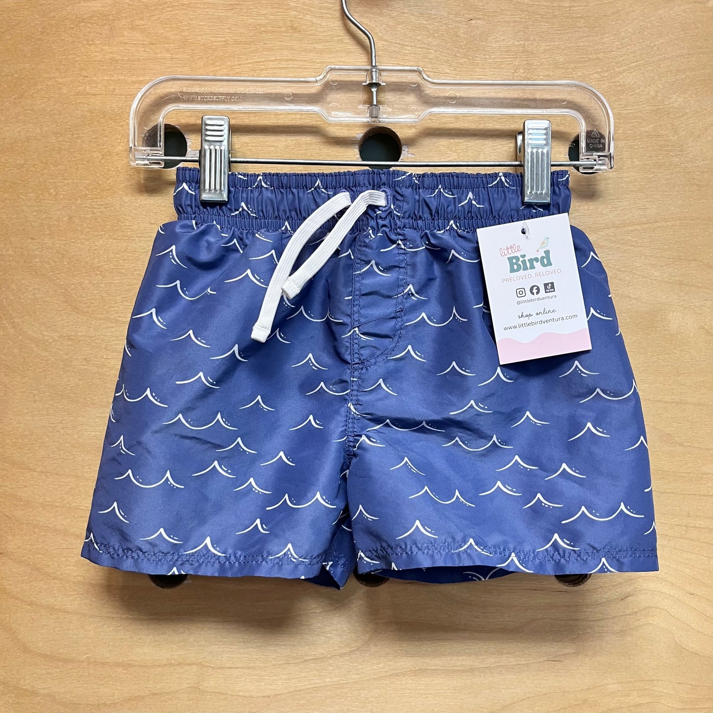 Blue Waves Drawstring Swim Shorts