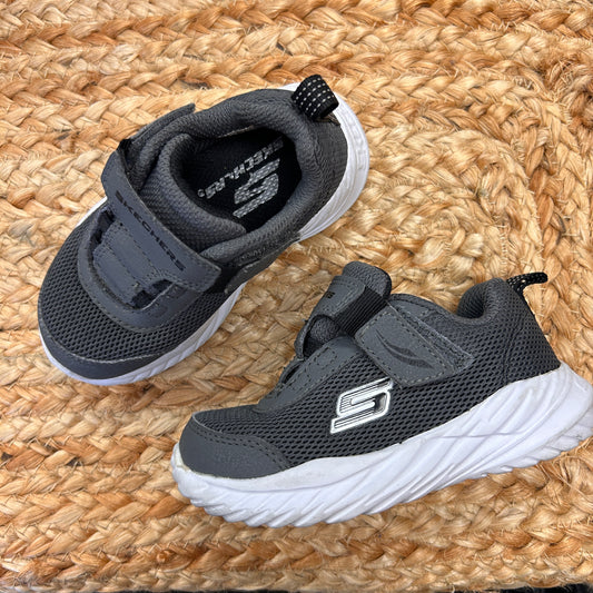 Grey Mesh Velcro Athletic Sneakers