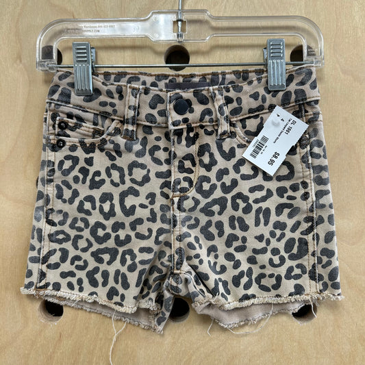 Tan Leopard Denim Shorts