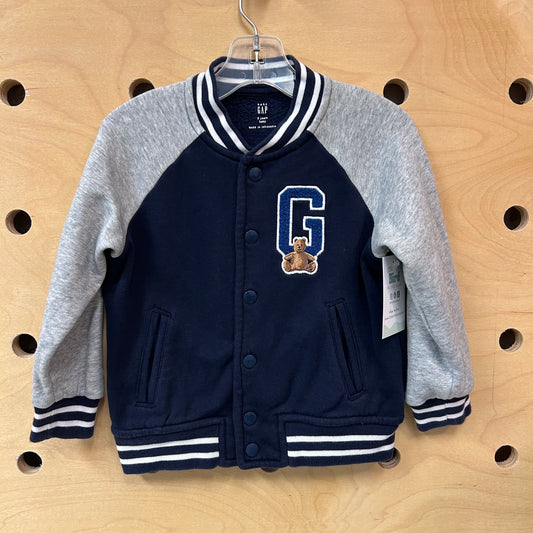 Blue Teddy Bear Letterman Jacket